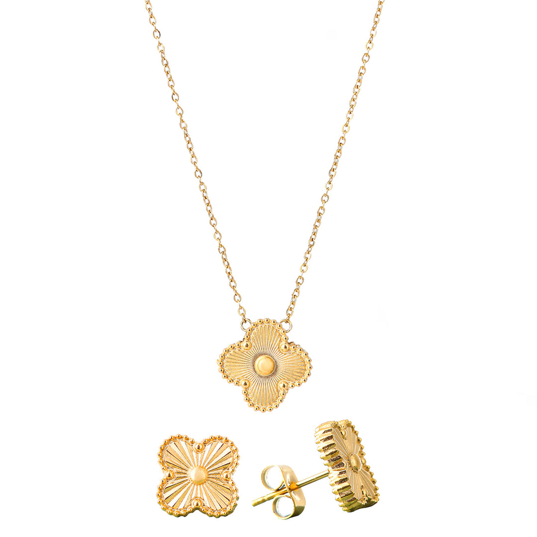 Conjunto Colar e Brinco Van 1 Trevo Dourado