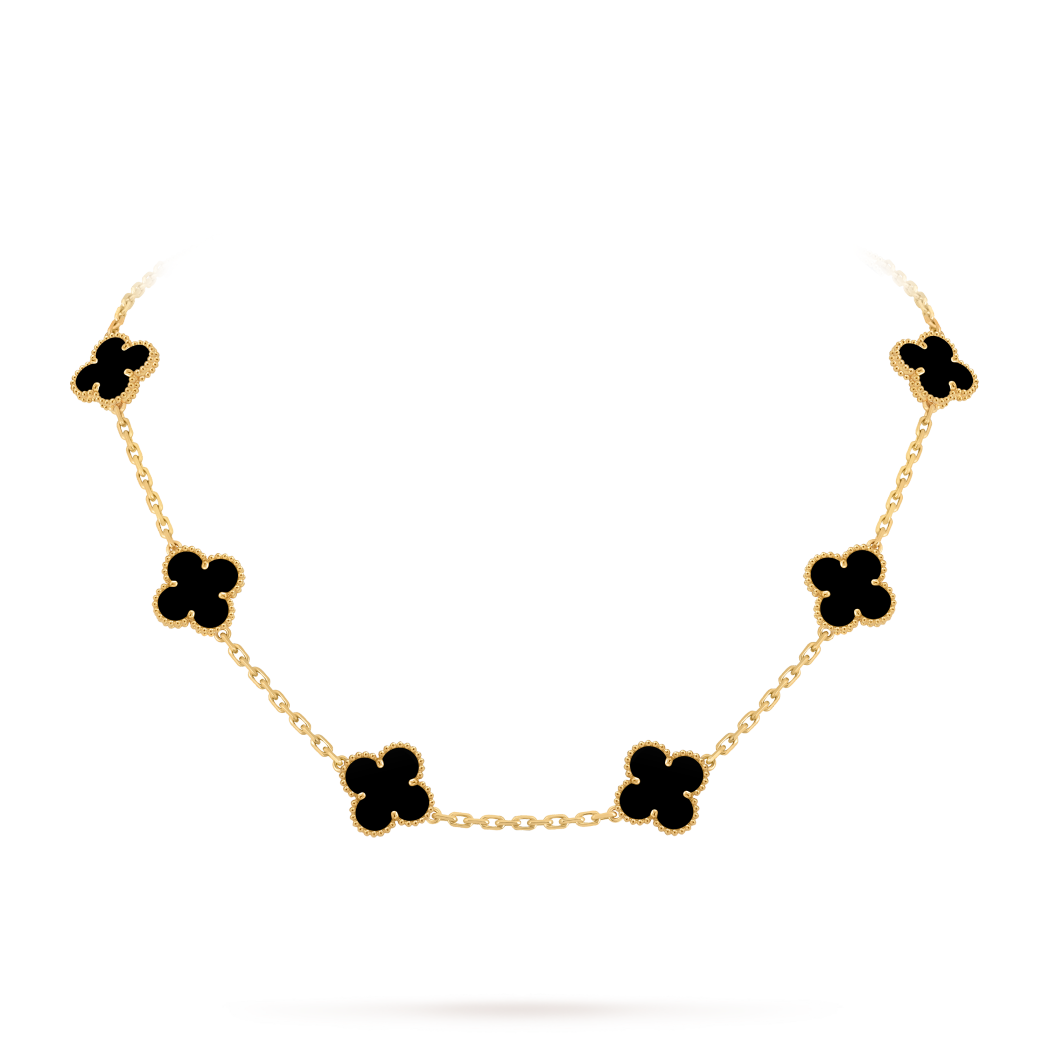 Colar Alhambra Trevo Preto Semijoia
