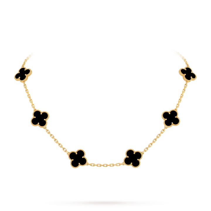 Colar Alhambra Trevo Preto Semijoia