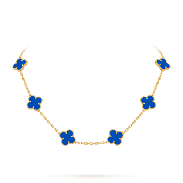 Colar Alhambra Trevo Azul Semijoia