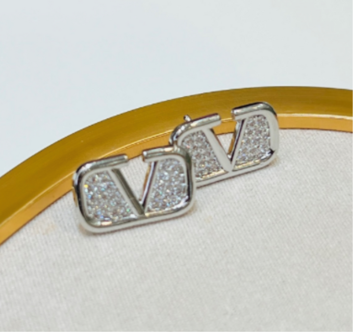 Brinco Inspiração Valentino Luxo Cravejado