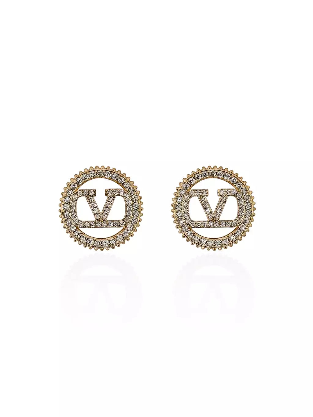 Brinco Inspiração Valentino Cravejado Redondo