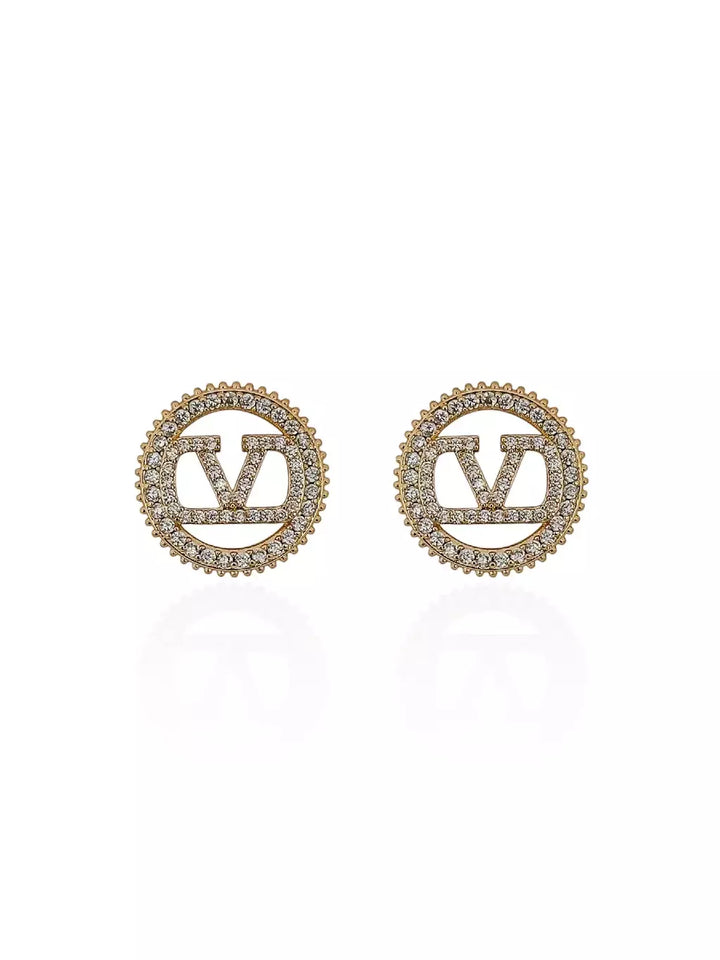 Brinco Inspiração Valentino Cravejado Redondo