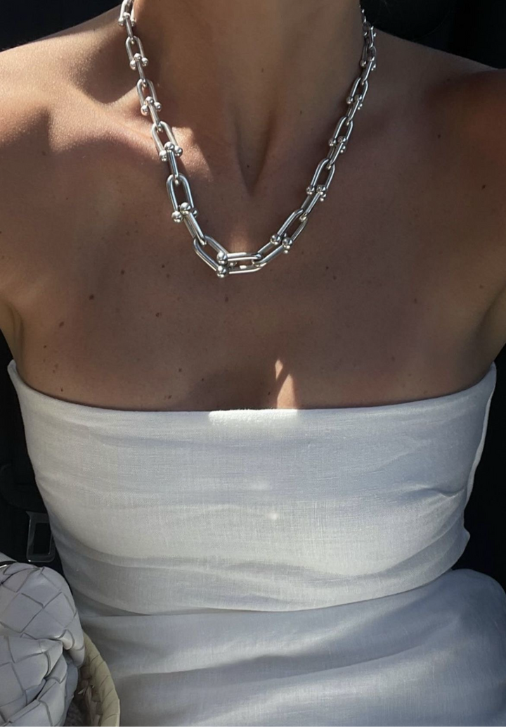 Conjunto Colar e Pulseira TF Prata