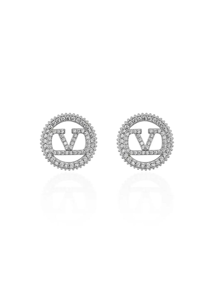 Brinco Inspiração Valentino Cravejado Redondo