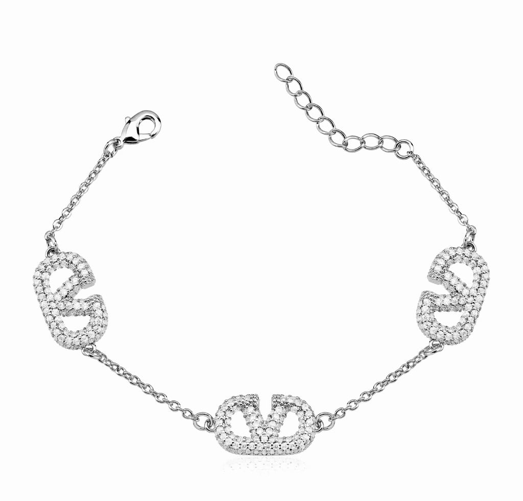 Pulseira Inspiração Valentino Cravejado em Zircônias