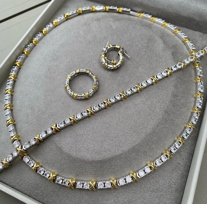 Conjunto Colar, Pulseira e Brinco Riviera TIFF Semijoia