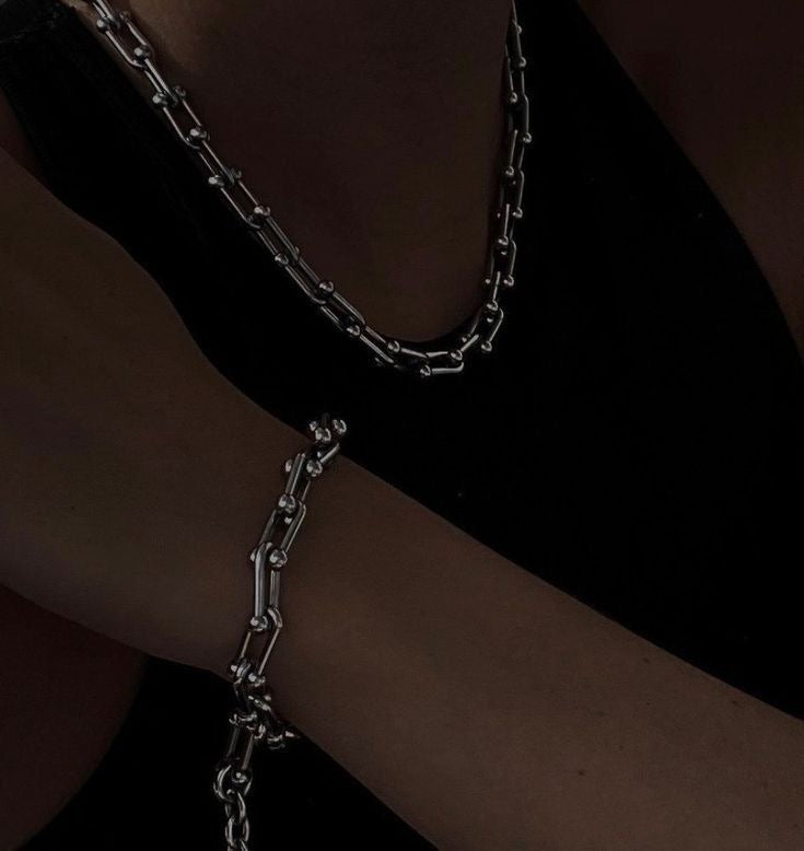 Conjunto Colar e Pulseira TF Prata