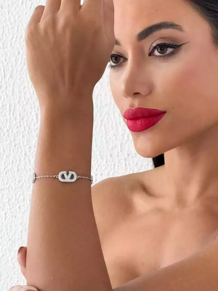 Pulseira Inspiração Valentino Cravejado em Zircônias