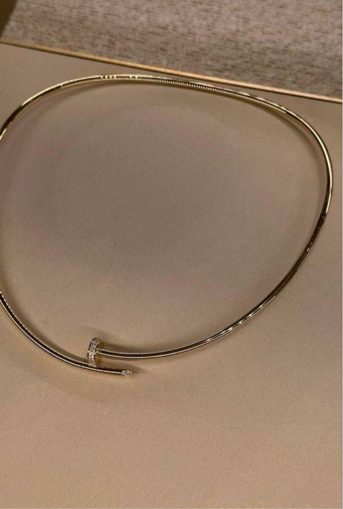 Colar Prego Fino Semijoia Banhado a Ouro 18k