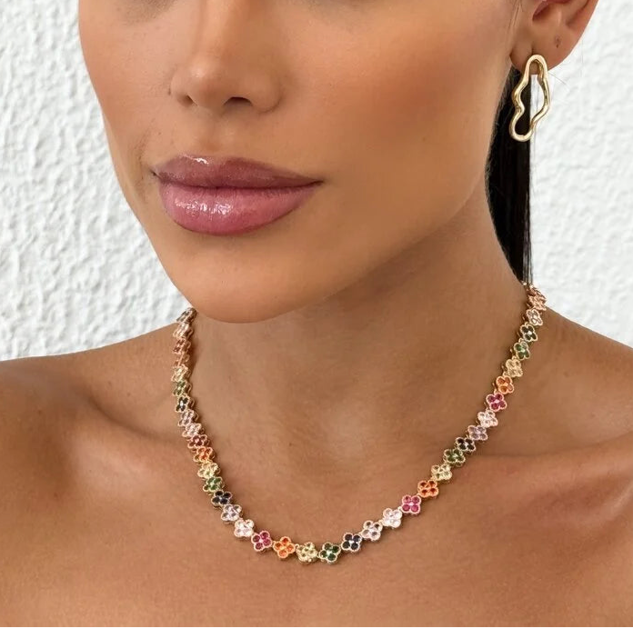 Colar Trevo VG com Zirconias