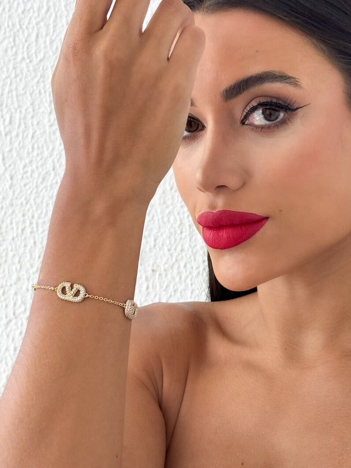 Pulseira Inspiração Valentino Cravejado em Zircônias