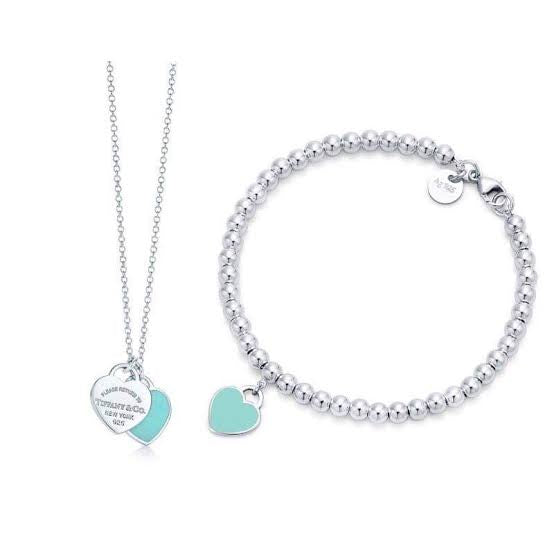 Conjunto Colar e Pulseira Coração TIFF
