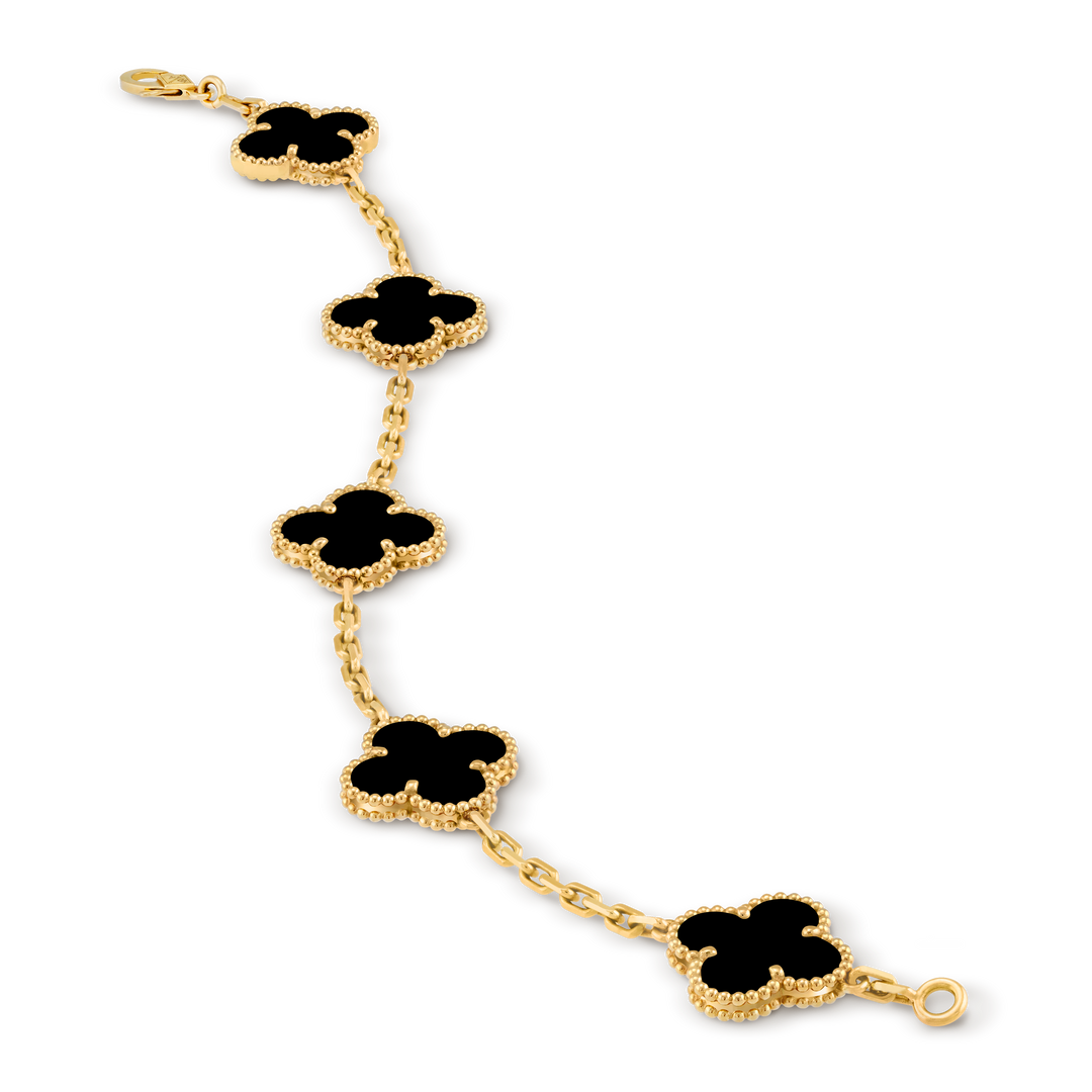 Pulseira Alhambra Trevo Preto Semijoia